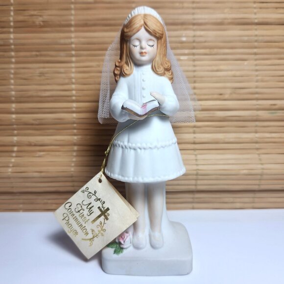 Enesco My First Communion Prayer Vintage 1981 Girl Figurine with Prayer … - Picture 1 of 9